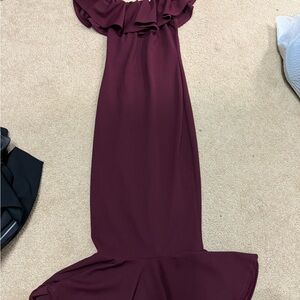Chic Strapless Burgundy Dress
